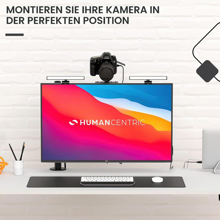 HumanCentric DSLR-Monitorhalterung, klein, Tischkamera-Montage, leichte Webcam, Mikrofon-Ablage für