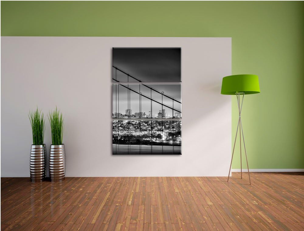 Pixxprint Monocrome, San Francisco Skyline 3-Teiler Leinwandbild 120x80 Bild auf Leinwand