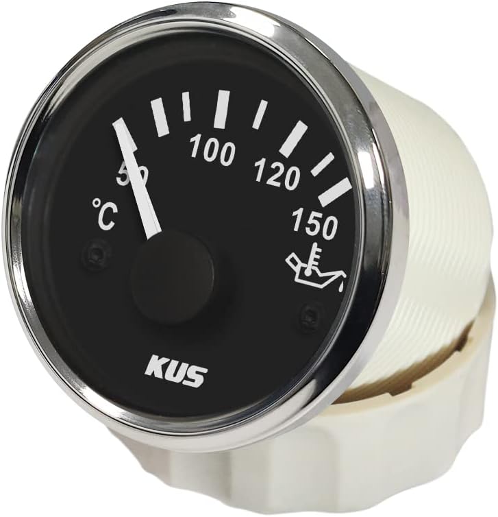 KUS Öltemperaturanzeige 50-150 ℃ Mit Hintergrundbeleuchtung 12V / 24V 52MM (2") (Schwarz), Schwarz