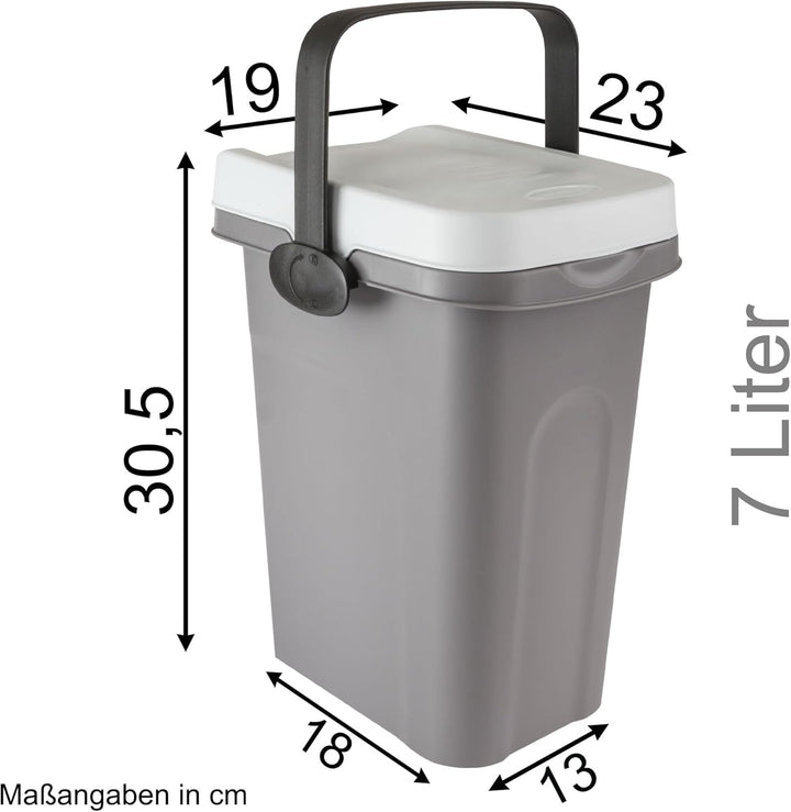 Windeleimer Geruchsdicht 7 Liter Weiss, Biomülleimer Verschliessbar, Komposteimer Küche, Eimer Mit D