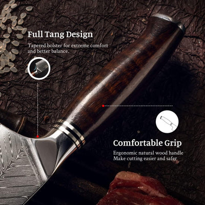 YARENH Damastmesser Profi Kochmesser 20.5 cm, Scharf Kochen Messer, 73 Schichten Damaststahl Küchenm