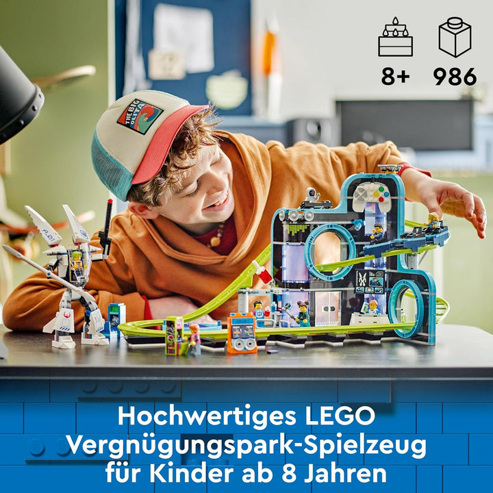 LEGO City Achterbahn mit Roboter-Mech, Spielzeug-Vergnügungspark, Spielset für Jungen und Mädchen ab