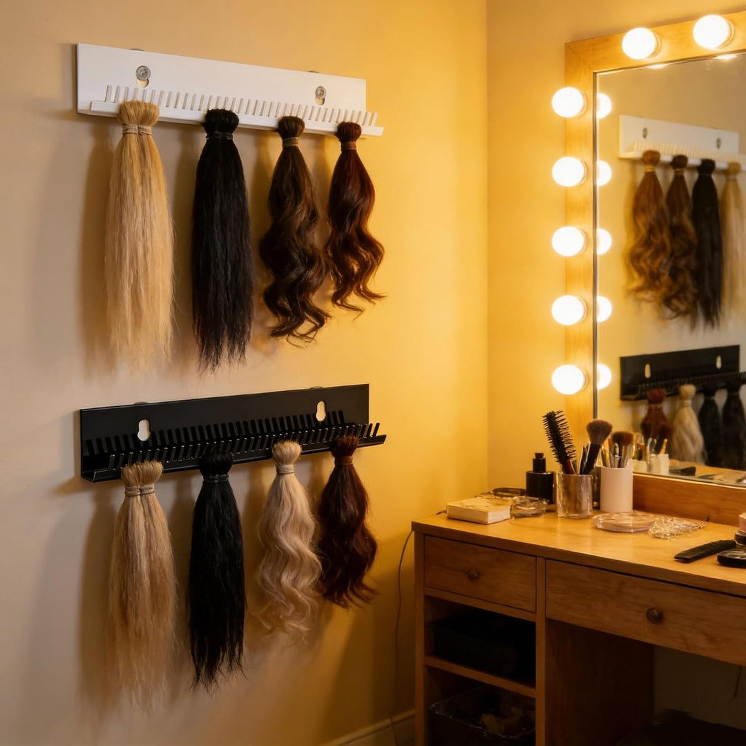 2 pcs Haarverlängerungsaufhänger, Haarverlängerungs-Perücken-Aufbewahrungshalter, Kamm, Haarfarbe Di