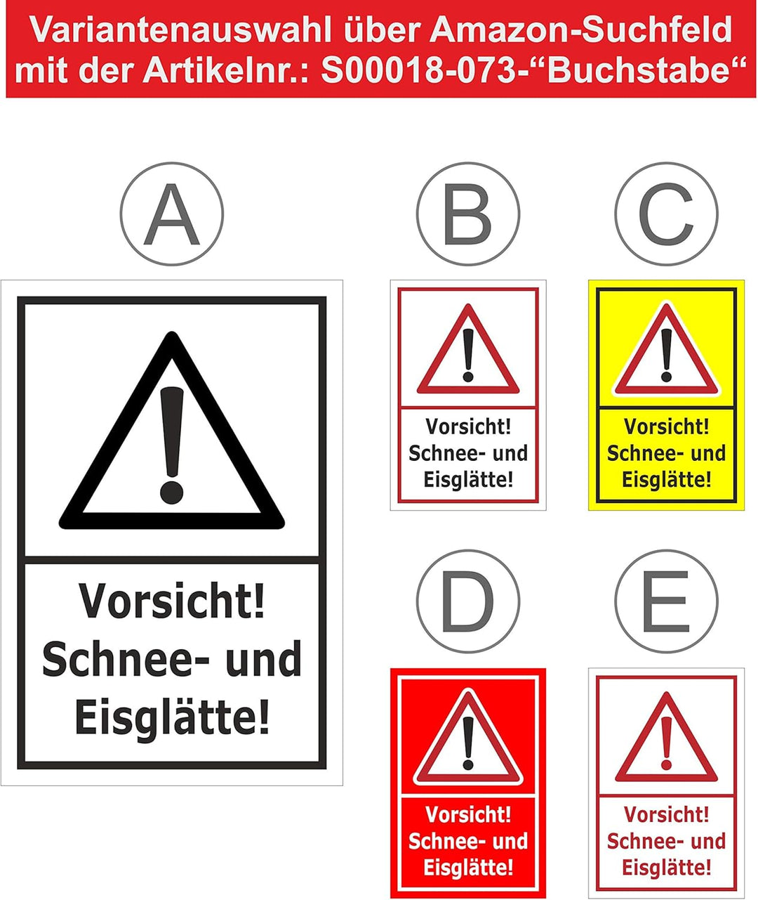 Schild Schnee- und Eisglätte - 60x40cm - Bohrlöcher - 3mm Aluverbund – 20 VAR S00018-073-A 60x40cm –