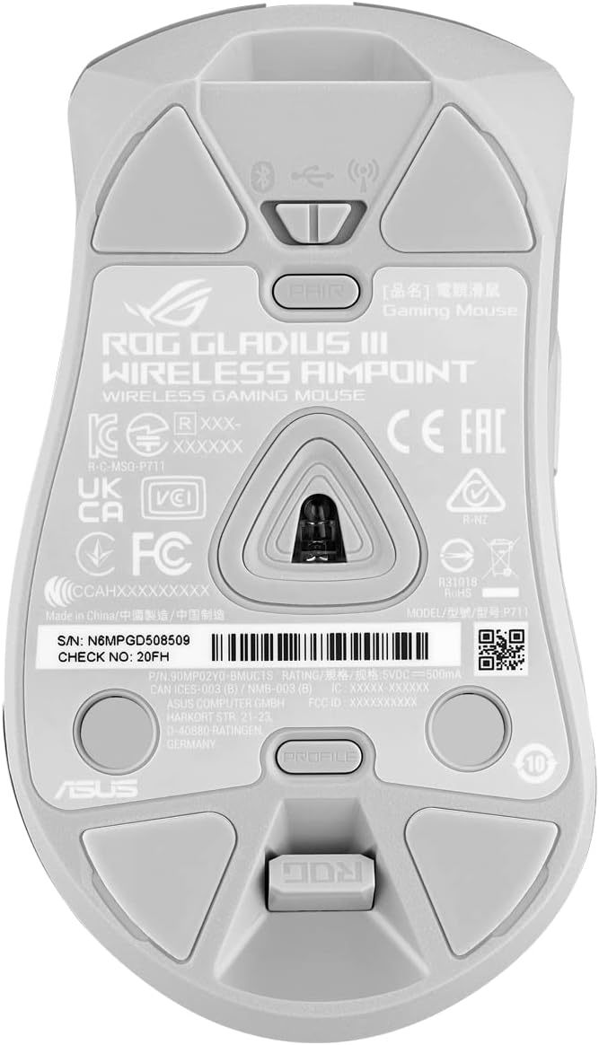 ASUS ROG Gladius III Wireless AimPoint White RGB Gaming Maus (optischer ROG AimPoint-Sensor, 36.000
