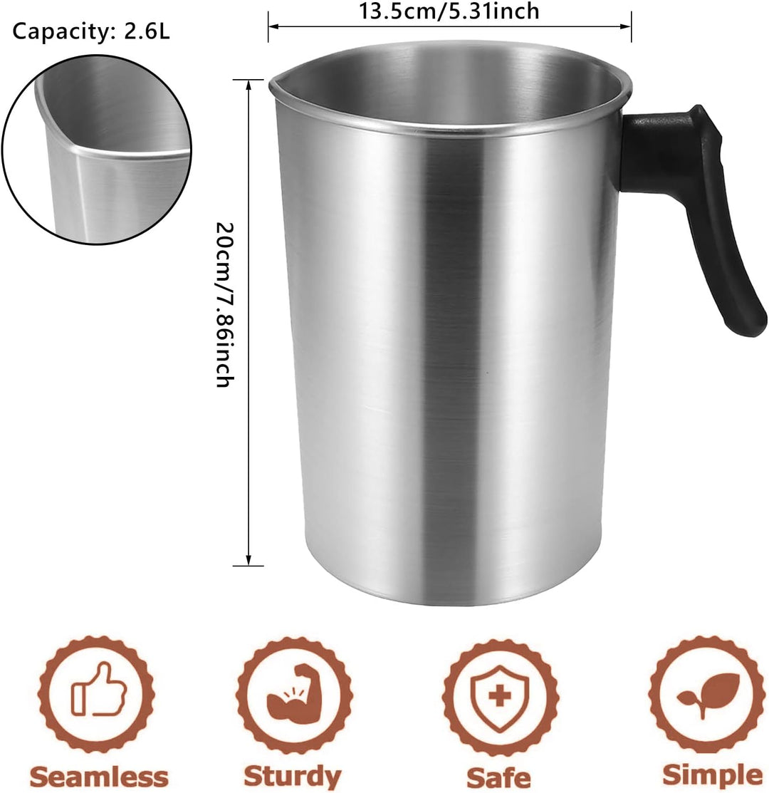 Edelstahl Kerzenschmelztopf, 2.6L Kochtopf für Kerzen Wachs Mit Hitzebeständigem Griff, Giesstopf zu
