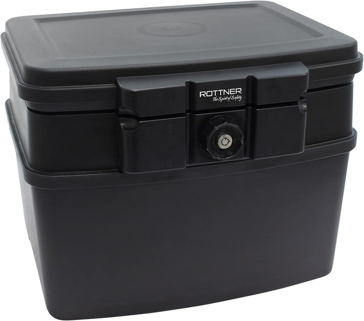 Rottner Feuerschutzkassette Fire Data Box 3, Zylinderschloss, Schwarz, BxH 440 340 mm, 30 Minuten Fe