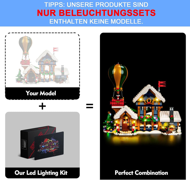 LocoLee Licht Set Kompatibel mit Lego Postamt des Weihnachtsmanns Fernbedienung Version, Nur Lichter