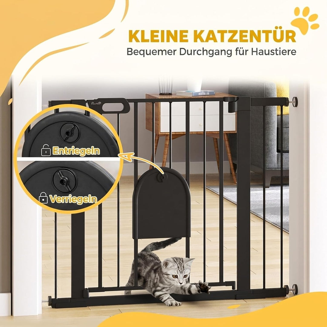 PawHut Türschutzgitter Klemmbefestigung für Hunde 75-103 x 76 cm Schwarz Schwarz 75-103cm, Schwarz 7