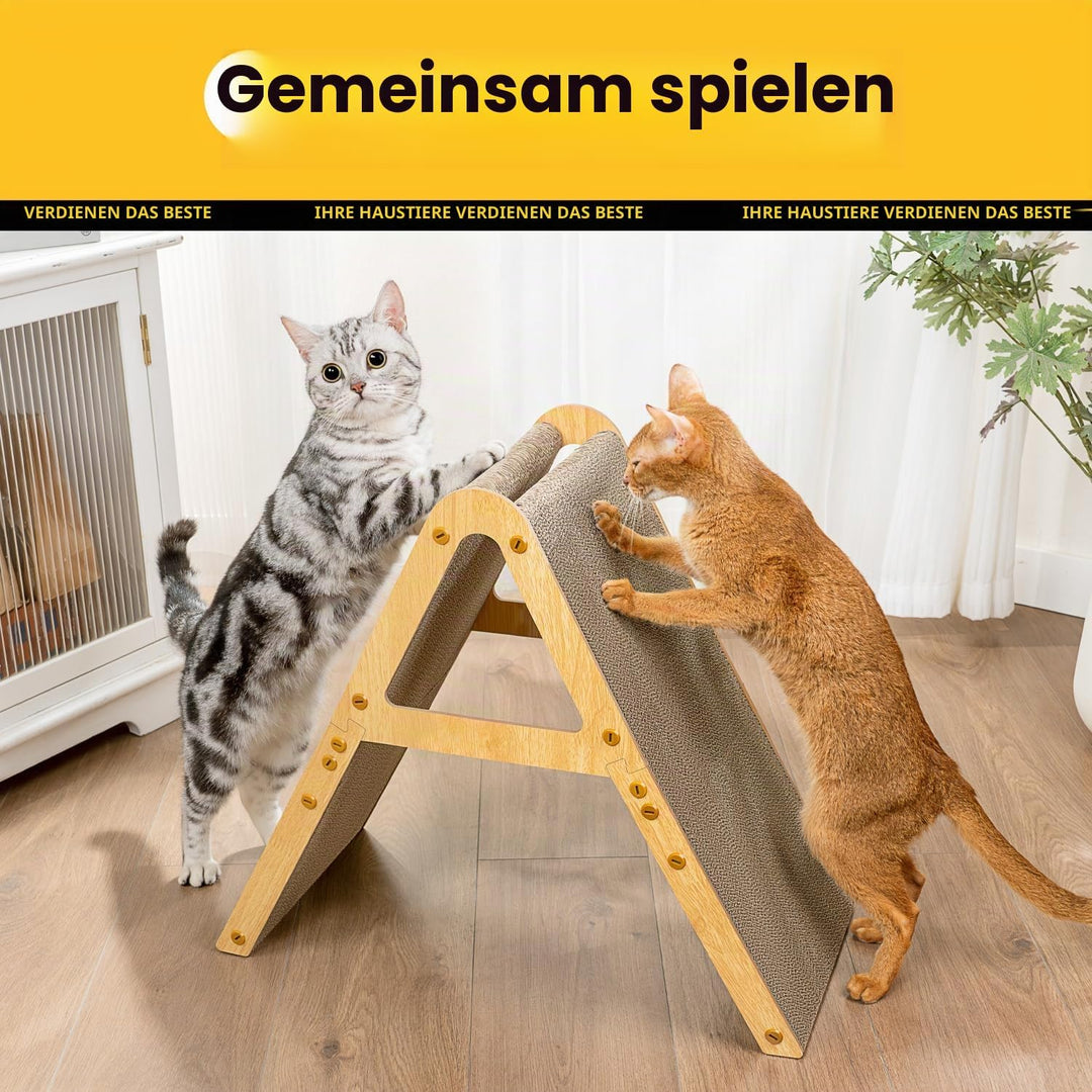 Conlun 2-in-1 Kratzbrett in A-Form für Mittelgrosse Katzen bis 7 kg, Stehend & Flach Nutzbares Katze