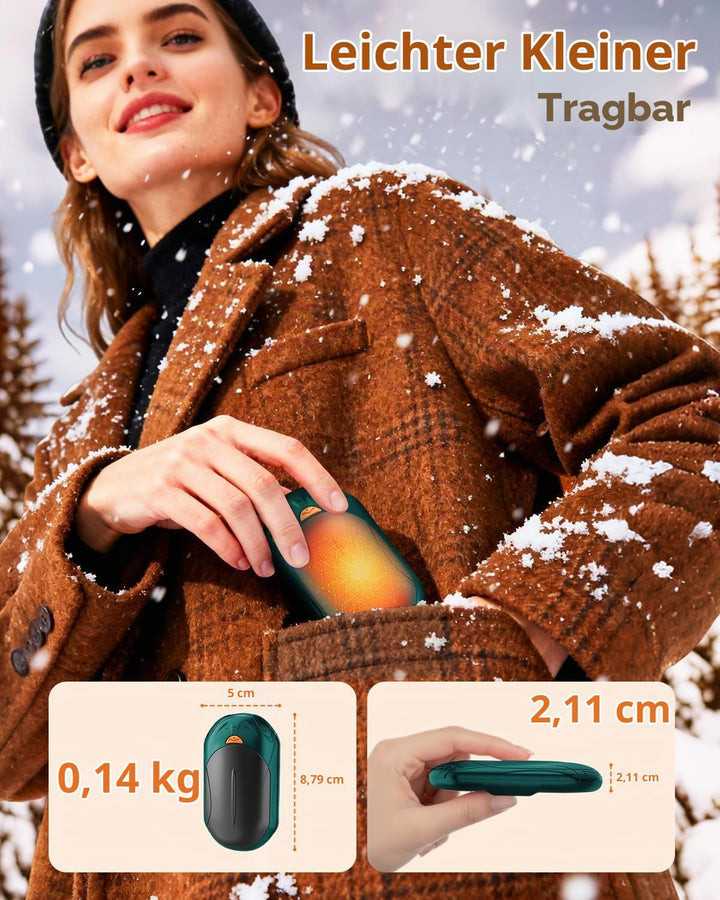 BOSONER Handwärmer Elektrisch Taschenwärmer Wiederaufladbar: 2er-Set 6000mAh Elektrischer Handwärmer