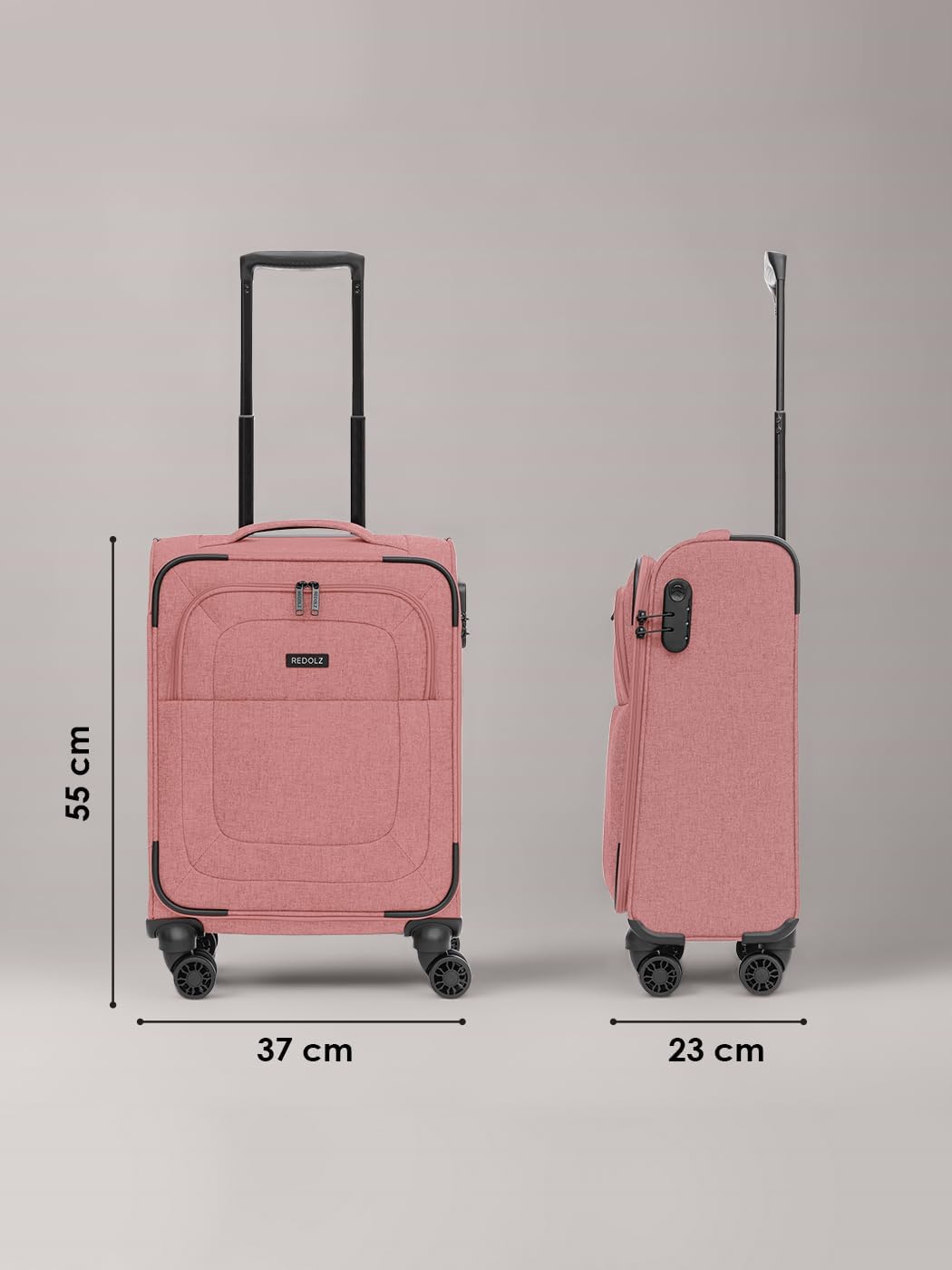 REDOLZ Cabin Weichschalen Kabinen-Koffer | Leichter Trolley mit 4 Doppelrollen für Damen & Herren 37