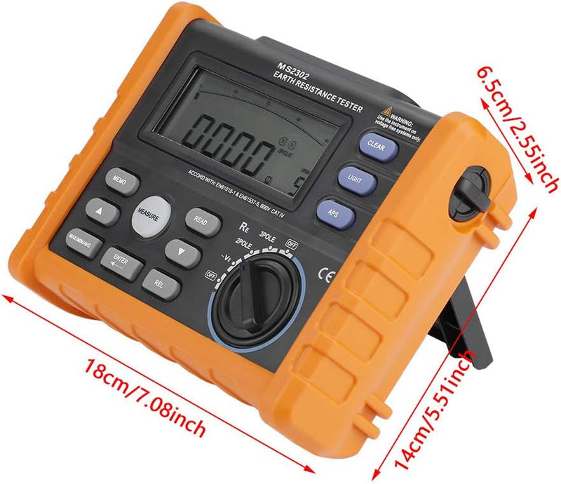 PM2302 Digitales Widerstandsmessgerät Erdungstester 0-4K Ohm Isolationstester Multimeter mit LCD-Hin