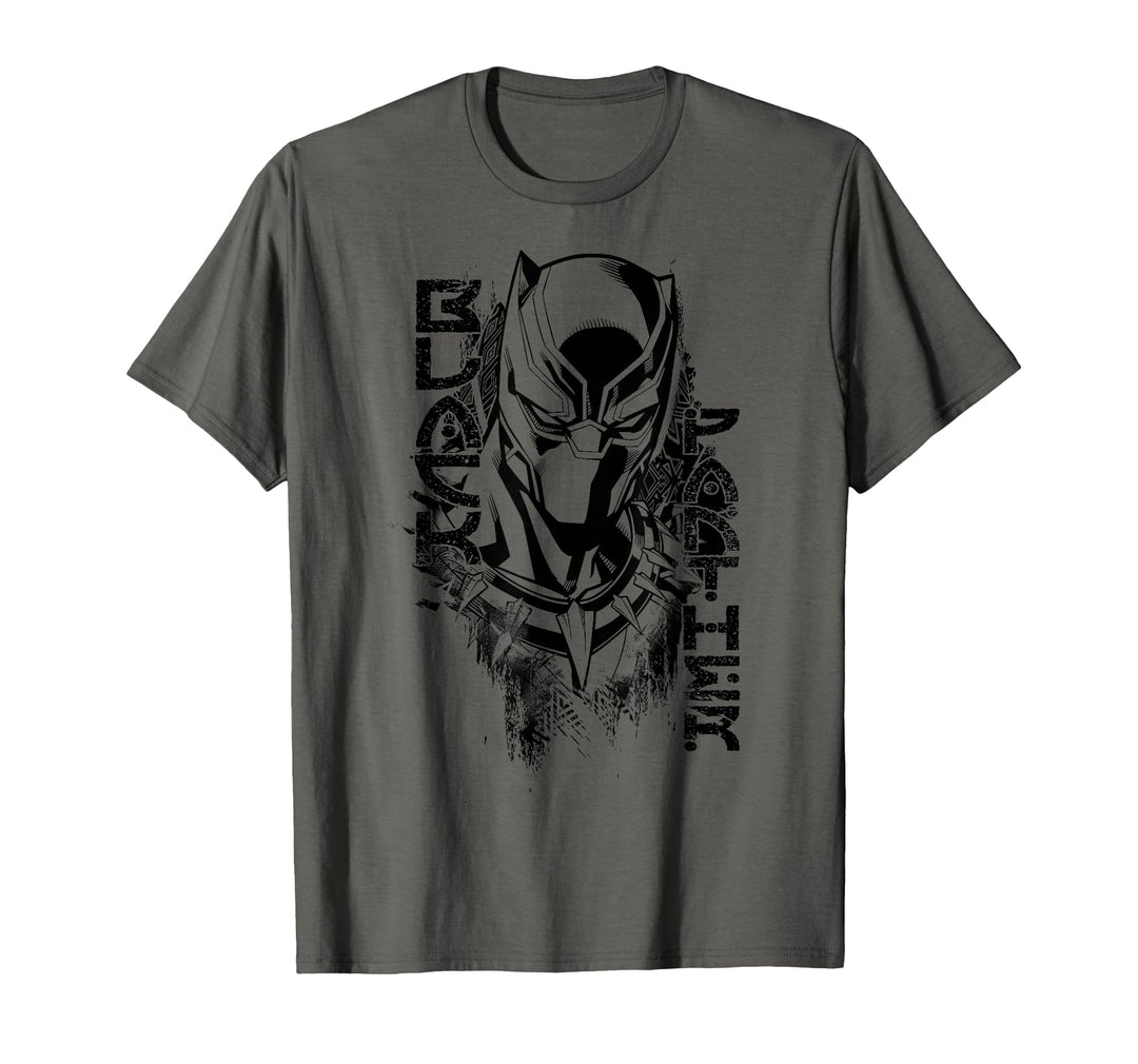Mens Marvel Black Panther Edgy Paint Comic Graphic T-Shirt Large Slate