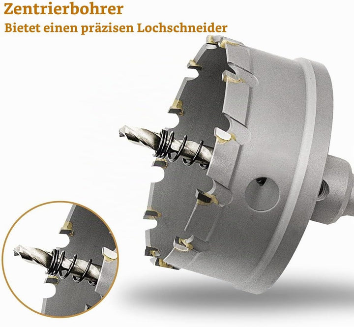 Meccion Lochsäge Hartmetall-Bohrer, Hochwertiger TCT Metall Lochsäge Bohrer für Edelstahl, Eisen, Le