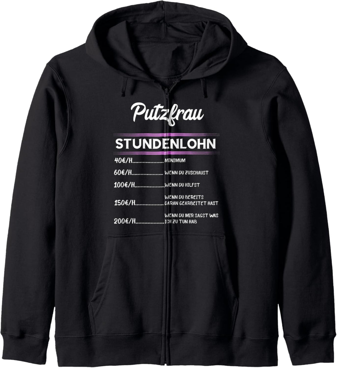 Putzfrau Stundenlohn Putzkraft Putzfee Gebäudereinigerin Kapuzenjacke