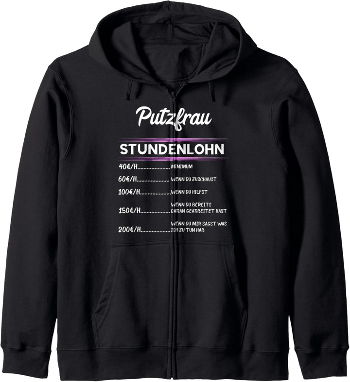 Putzfrau Stundenlohn Putzkraft Putzfee Gebäudereinigerin Kapuzenjacke