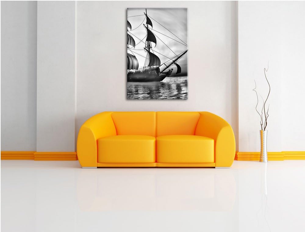 Pixxprint Altes Segelschiff 100x70cm Leinwandbild Wandbild Kunstdruck, 100x70