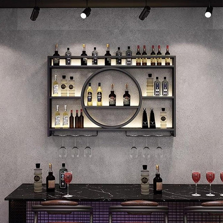 Weinregal Wand Metall Flaschenregal Schmal Wine Rack Bar Regal Wand mit Weinglashalter Getränkeregal