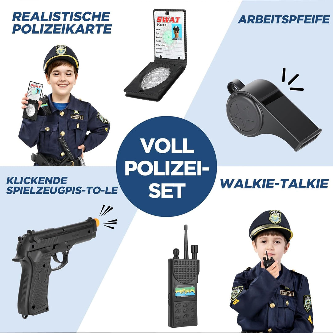 INNOCHEER Polizei Kostüm Kinder, Polizei Kostüm für Kinder, Polizei Spielzeug für Kinder Jungen Hall