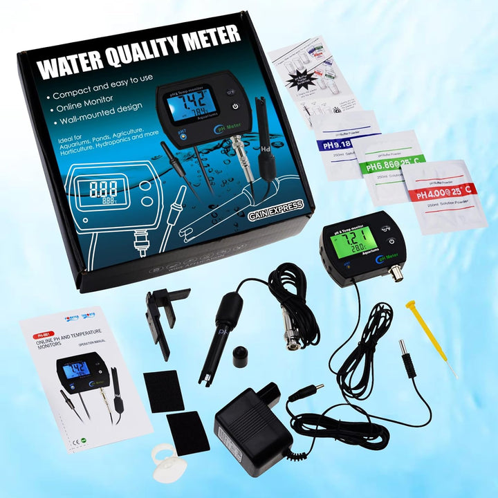 2-in-1-pH- und Temperatur monitor, pH-Meter mit Hintergrundbeleuchtungsfunktion, Doppelanzeige 0,00–