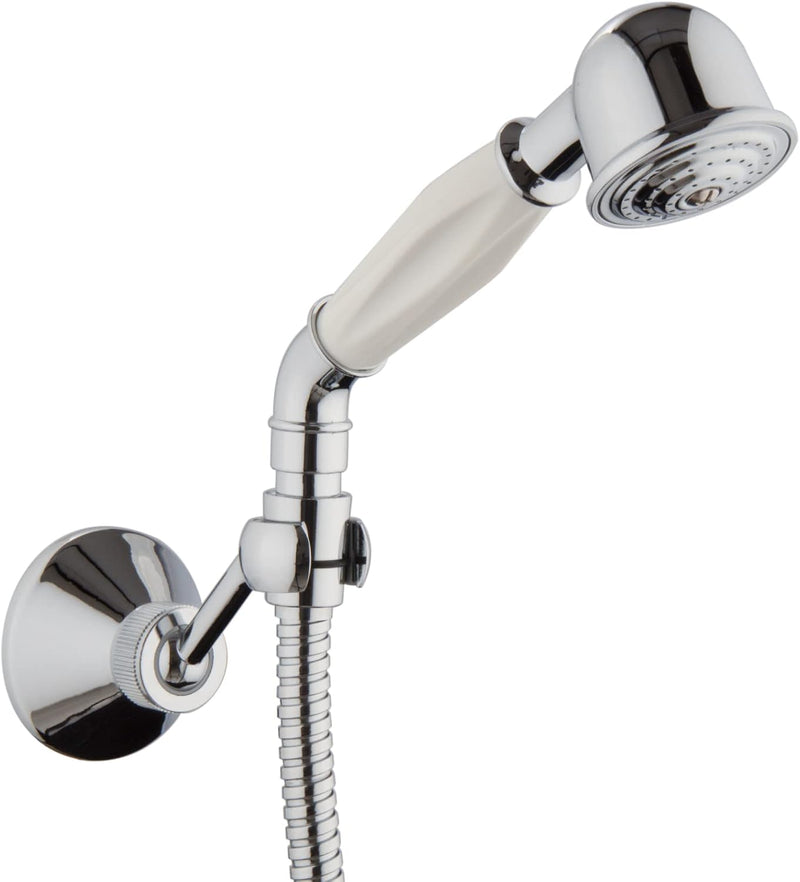 PaulGurkes Brausegarnitur Retro Nostalgie Handbrausen Set Duschkopf Brauseschlauch Halter Handbrause