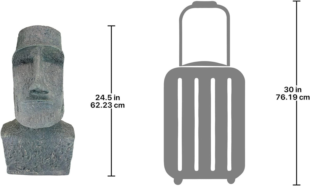 Design Toscano Osterinsel Ahu Akivi Moai Monolith Gartenstatue, Polyresin, steingrau, 33 x 31,8 x 62