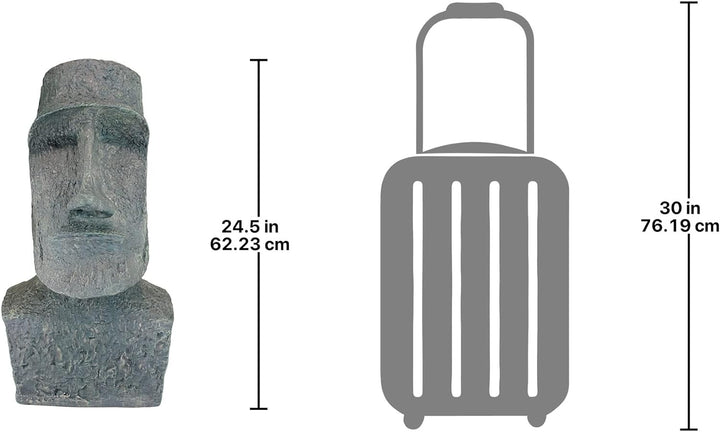 Design Toscano Osterinsel Ahu Akivi Moai Monolith Gartenstatue, Polyresin, steingrau, 33 x 31,8 x 62