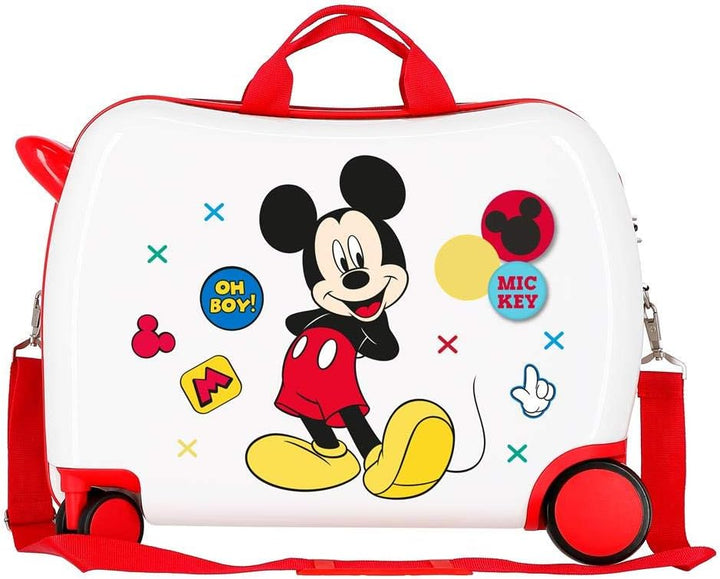 Disney Mickey Enjoy the Day Kinder-Koffer Weiss 50x38x20 cms Hartschalen ABS Kombinationsschloss 34L