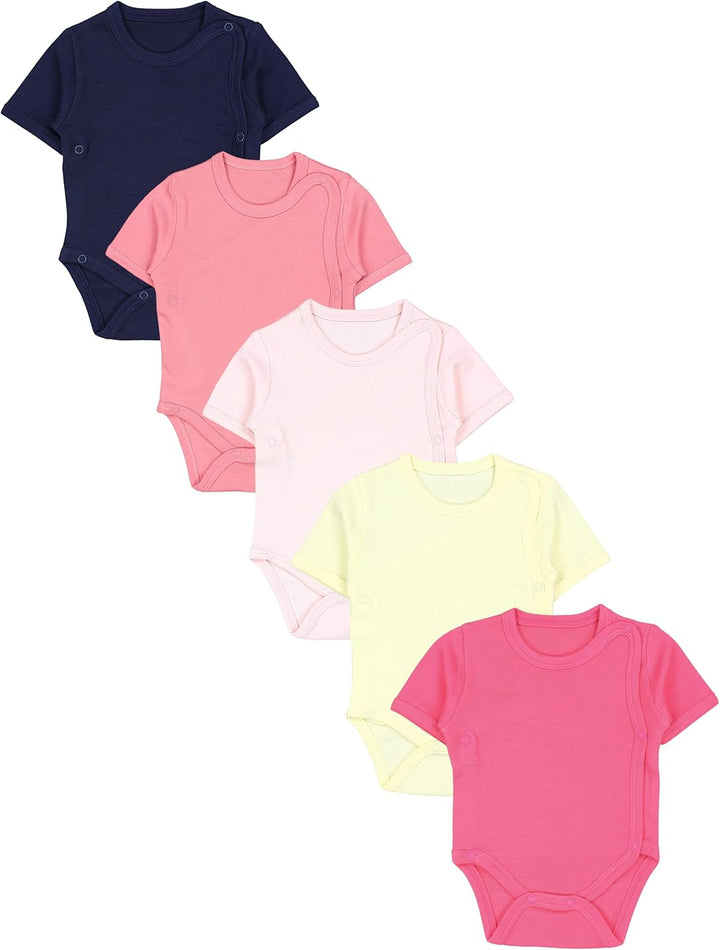 TupTam Baby Body Mädchen 5er Set – Kurzarm Wickelbody aus Baumwolle mit Print, Atmungsaktiv und Haut