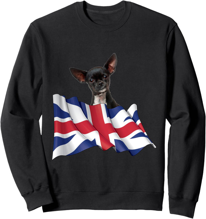 Union Jack Flag Dog Chihuahua Sweatshirt