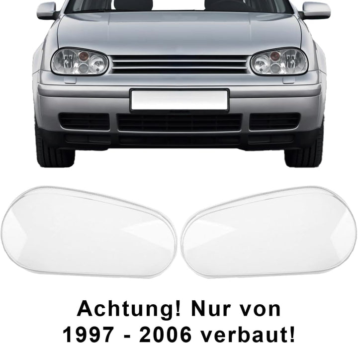 LST 2x Scheinwerferglas Streuscheibe Frontlicht Abdeckung links rechts Set kompatibel mit VW Golf 4