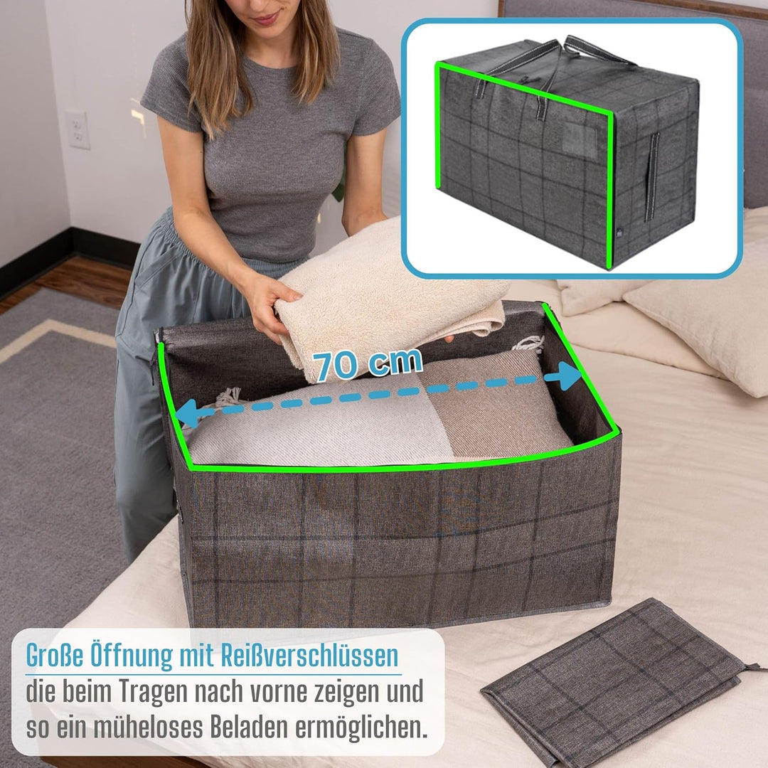 VENO 6er-Pack strapazierfähige grosse Aufbewahrungstasche mit Reissverschlüssen und Etikettentasche