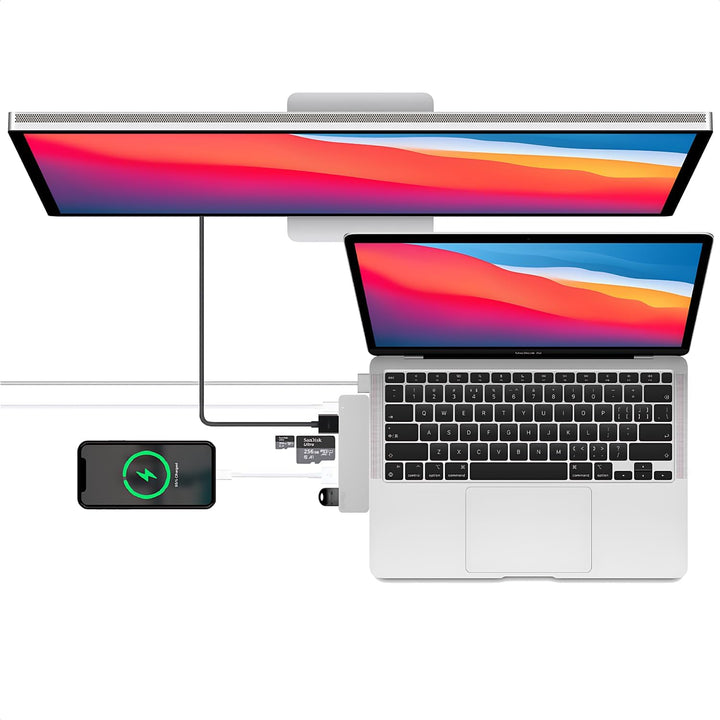 USB C Hub Silber – HDMI, Thunderbolt, USB 3.0 & SD-Kartenleser Adapter für MacBook Air/Pro M2/M3/M4/