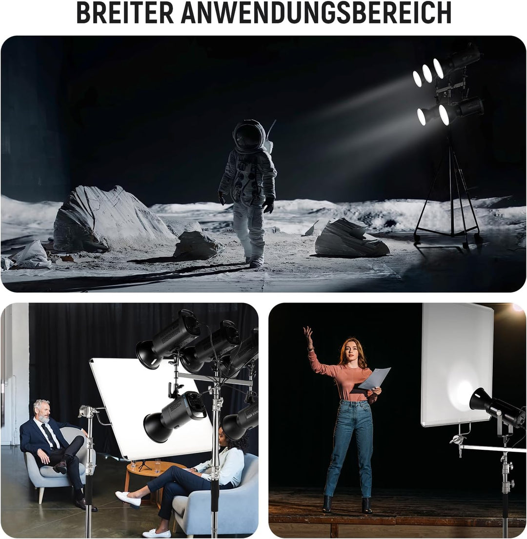 NEEWER klein Galgenarm mit Dreifach Kopf Adapter für C Stand/Lichtstativ, fünf 5/8" Mini Stiften, fü