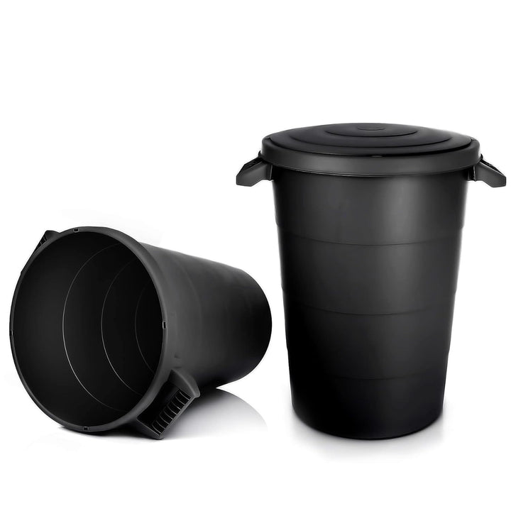 BigDean 2X wetterfeste Universaltonne mit Deckel und 2 stabilen Tragegriffen 80 Liter SCHWARZ - Rege