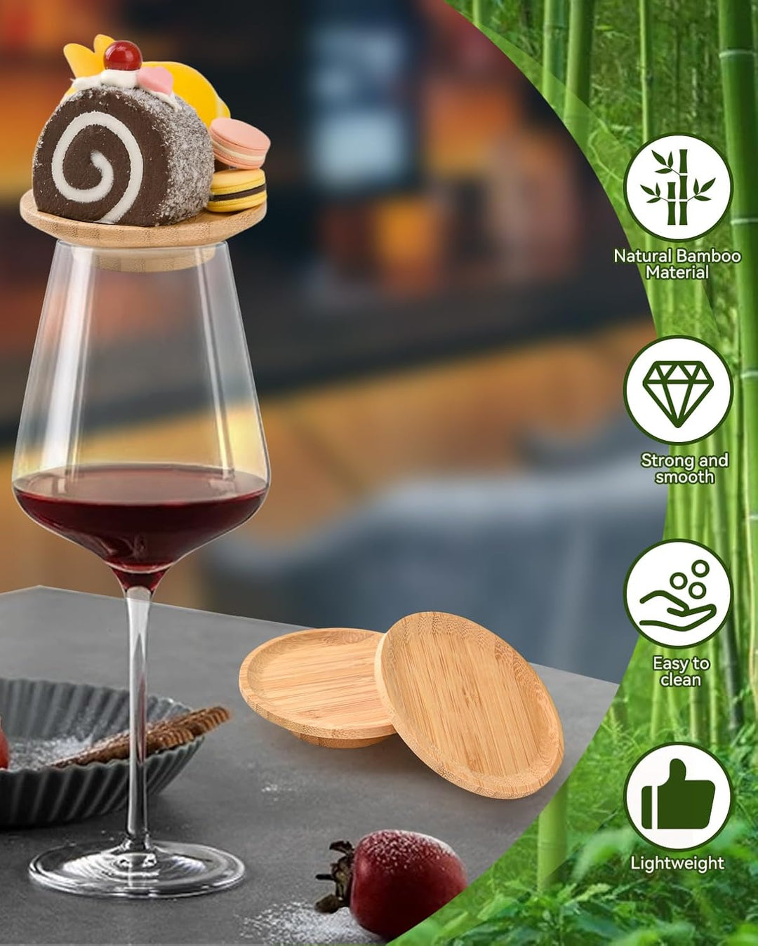 6 Stück Weinglas Charcuterie Topper, Charcuterie Brett Topper, Weinglas Topper Holz, Wein Vorspeisen