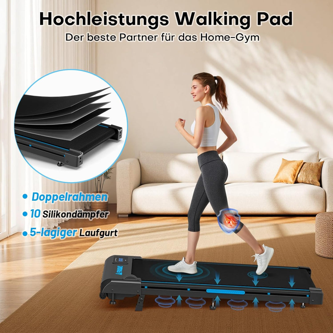 FOUSAE Walking Pad, 1-10 km/h Laufband für Zuhause mit 9% Steigung, 2.5HP Walking Machine mit LED-An