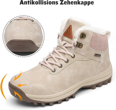 Mishansha Warme Gefüttert Winterschuhe Herren Damen Wasserabweisend Winterstiefel Wanderschuhe Gr.36