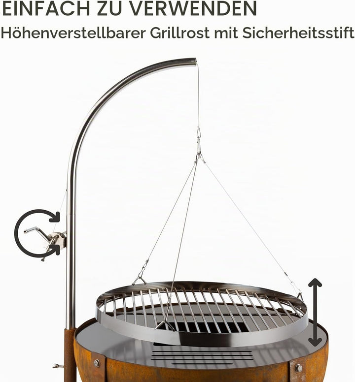 blumfeldt Fire Globe Feuerschale mit Grill, Grillring: Ø 59cm, Feuerschale: Ø 60cm, Grillrost: Ø 59c