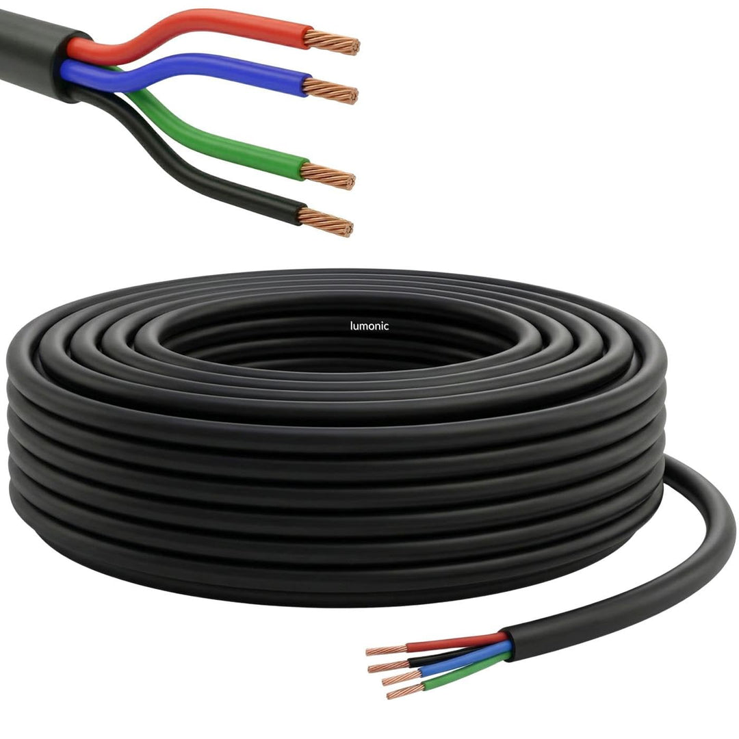Lumonic 4x0,34mm² RGB LED Steuerleitung schwarz 200m | ummanteltes 4 adriges Kabel flexibel | LiYY V