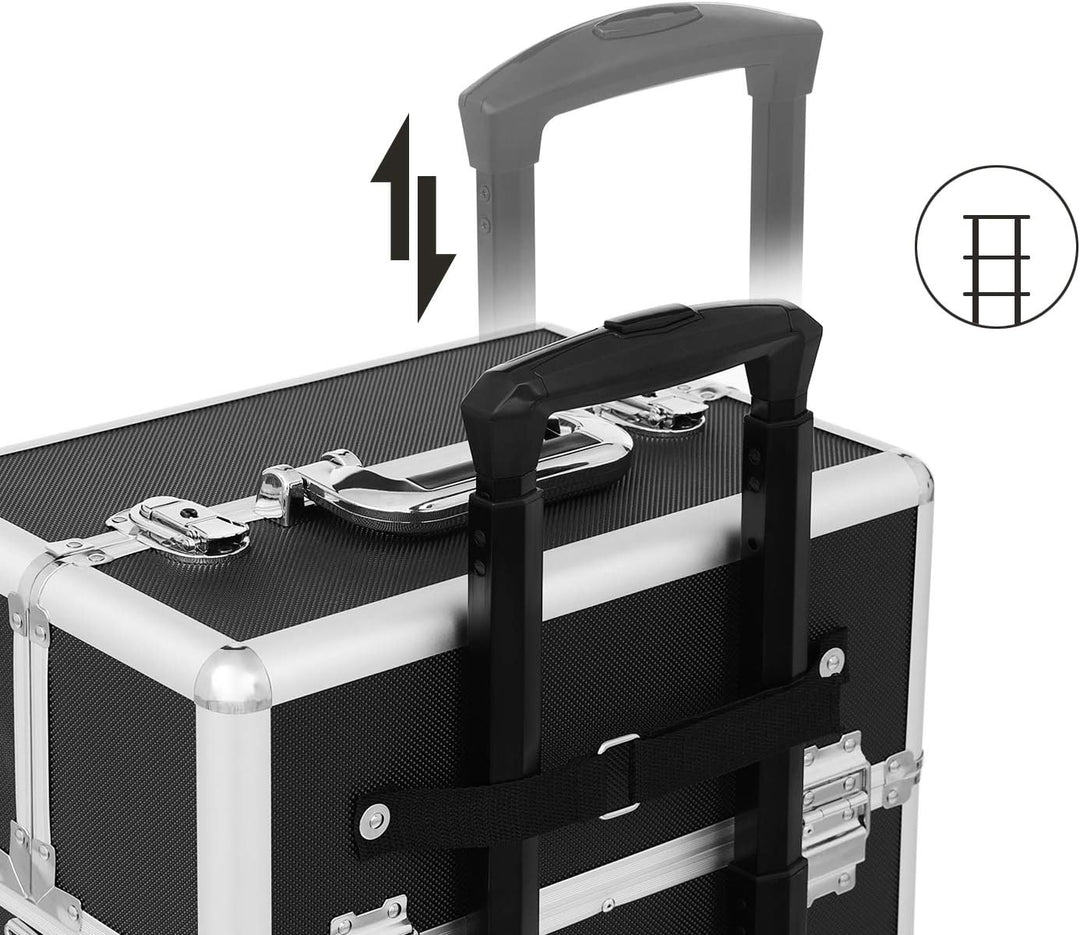 SONGMICS Kosmetikkoffer, Trolley, 3-in-1 Schminkkoffer, gross, Friseurkoffer, 35 x 25 x 69,8 cm, abs