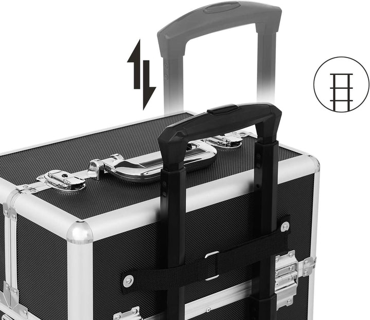 SONGMICS Kosmetikkoffer, Trolley, 3-in-1 Schminkkoffer, gross, Friseurkoffer, 35 x 25 x 69,8 cm, abs