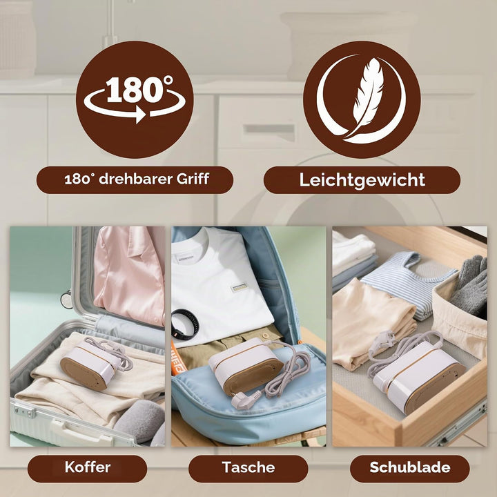 Reisebügeleisen Mini mit LED-Anzeige(16x7.5x11cm),Deecam 180° Faltbares Tragbares Klein Bügeleisen D