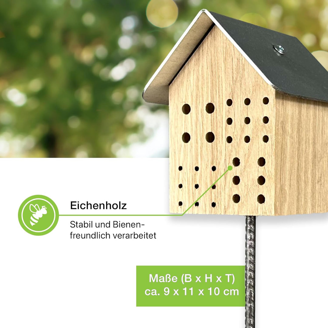 GARTENETAGE Wildbienenhotel mit Metalldach/Naturbelassenes, massives Insektenhaus &amp; Bienenhotel/Nist