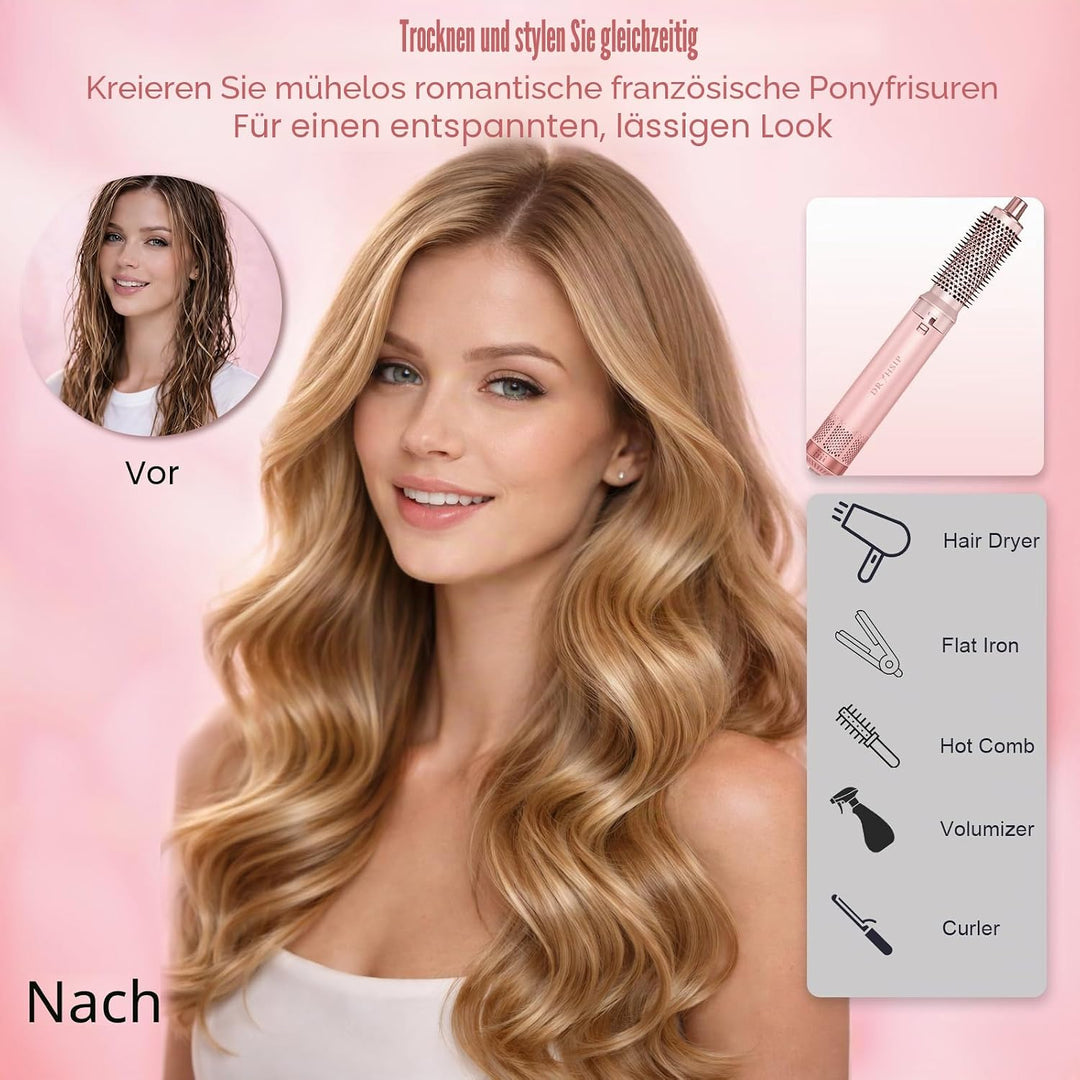 5 in 1 Warmluftbürste, Hairstyler Föhnbürste Volumen Lockenstab | Rundbürstenföhn, Warmluftbürste &amp;