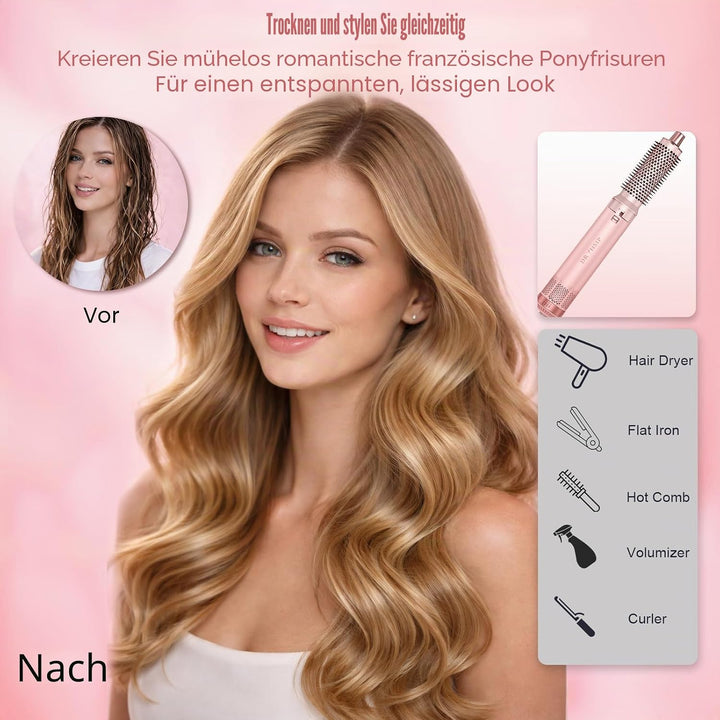 5 in 1 Warmluftbürste, Hairstyler Föhnbürste Volumen Lockenstab | Rundbürstenföhn, Warmluftbürste &amp;