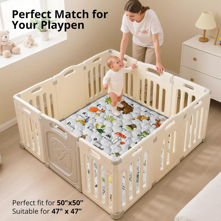 COMOMY Krabbelmatte Baby 127x127 cm, Extra Dicke und Weiche Spielmatte Faltbar, Rutschfeste Schadsto