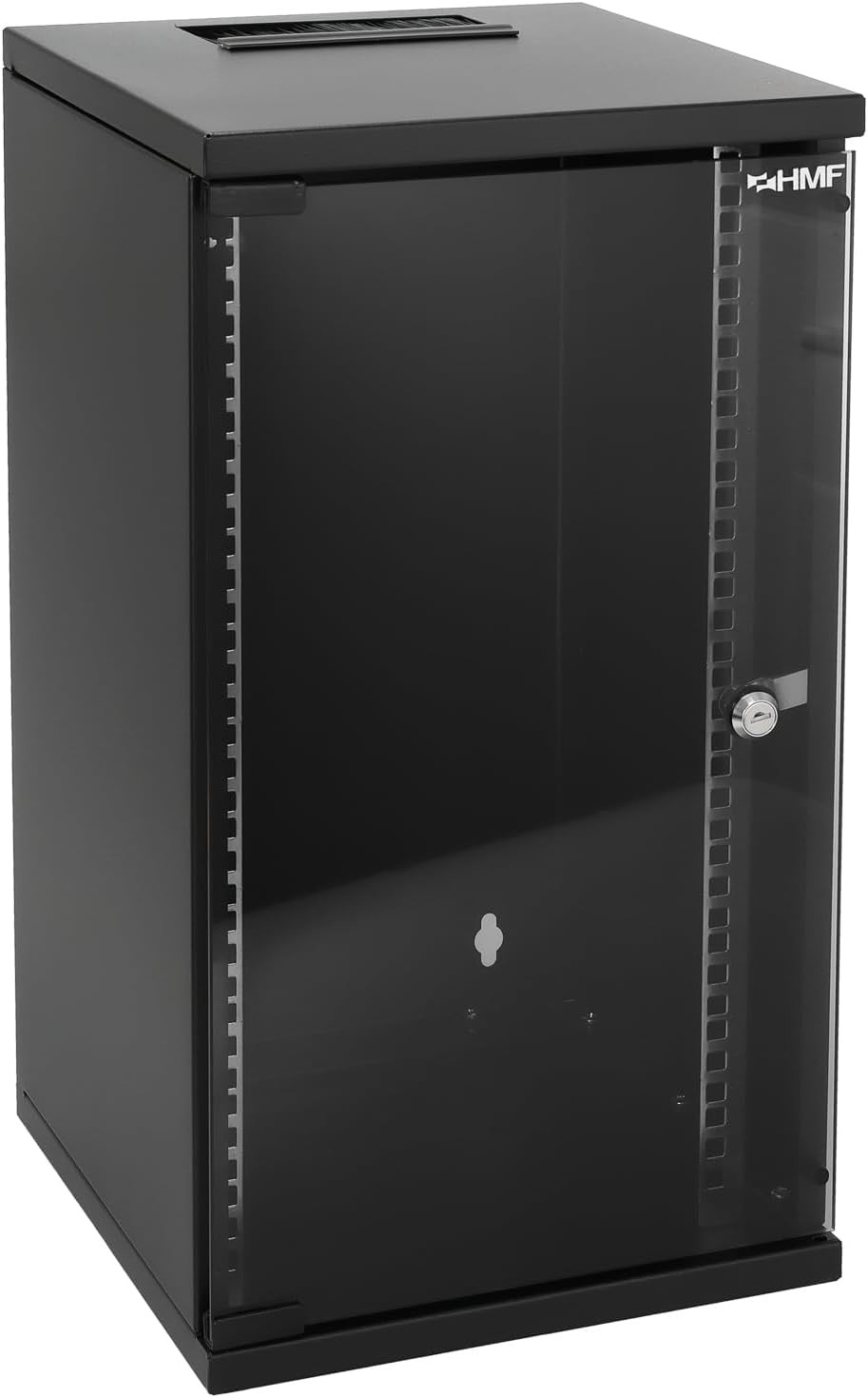 HMF 63412-02 Netzwerkschrank, Serverschrank 10 Zoll | 12 HE | 300 mm Tiefe | Voll montiert | Glastür