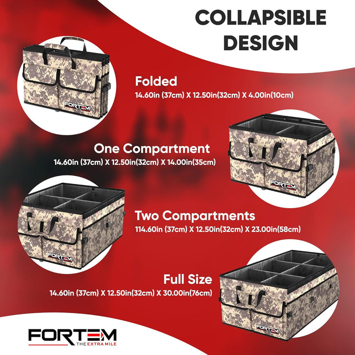 FORTEM Kofferraum Organizer, Kofferraumtasche, Zusammenklappbarer Auto Organizer Kofferraum mit Fäch